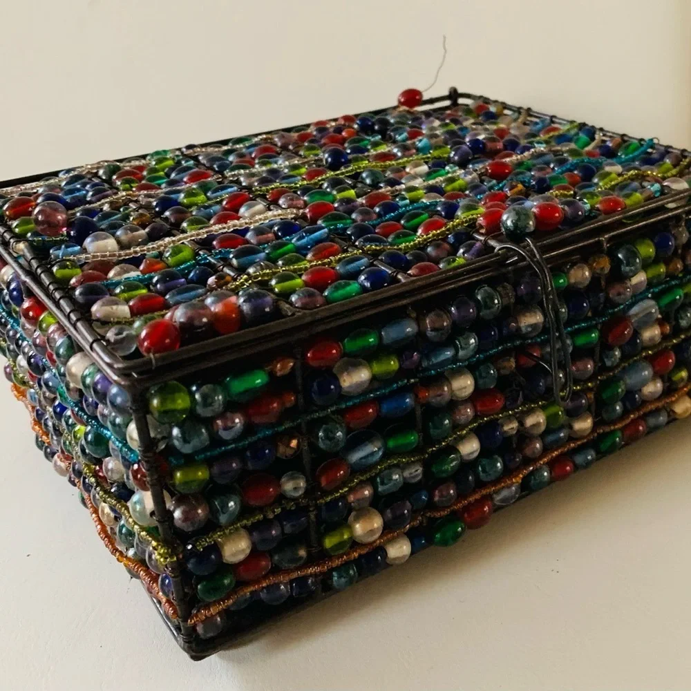 Handcrafted beaded jewelry box